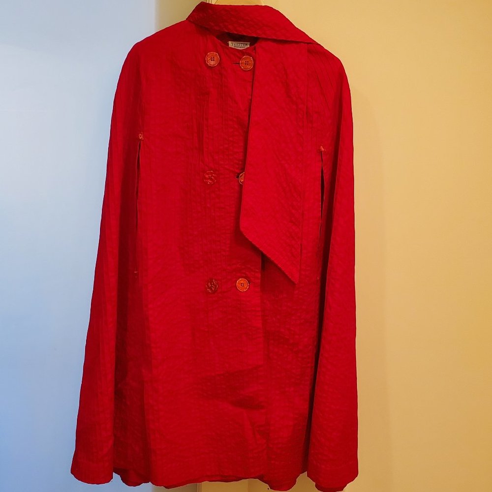 Vintage, red, double-breasted cape (60's)
